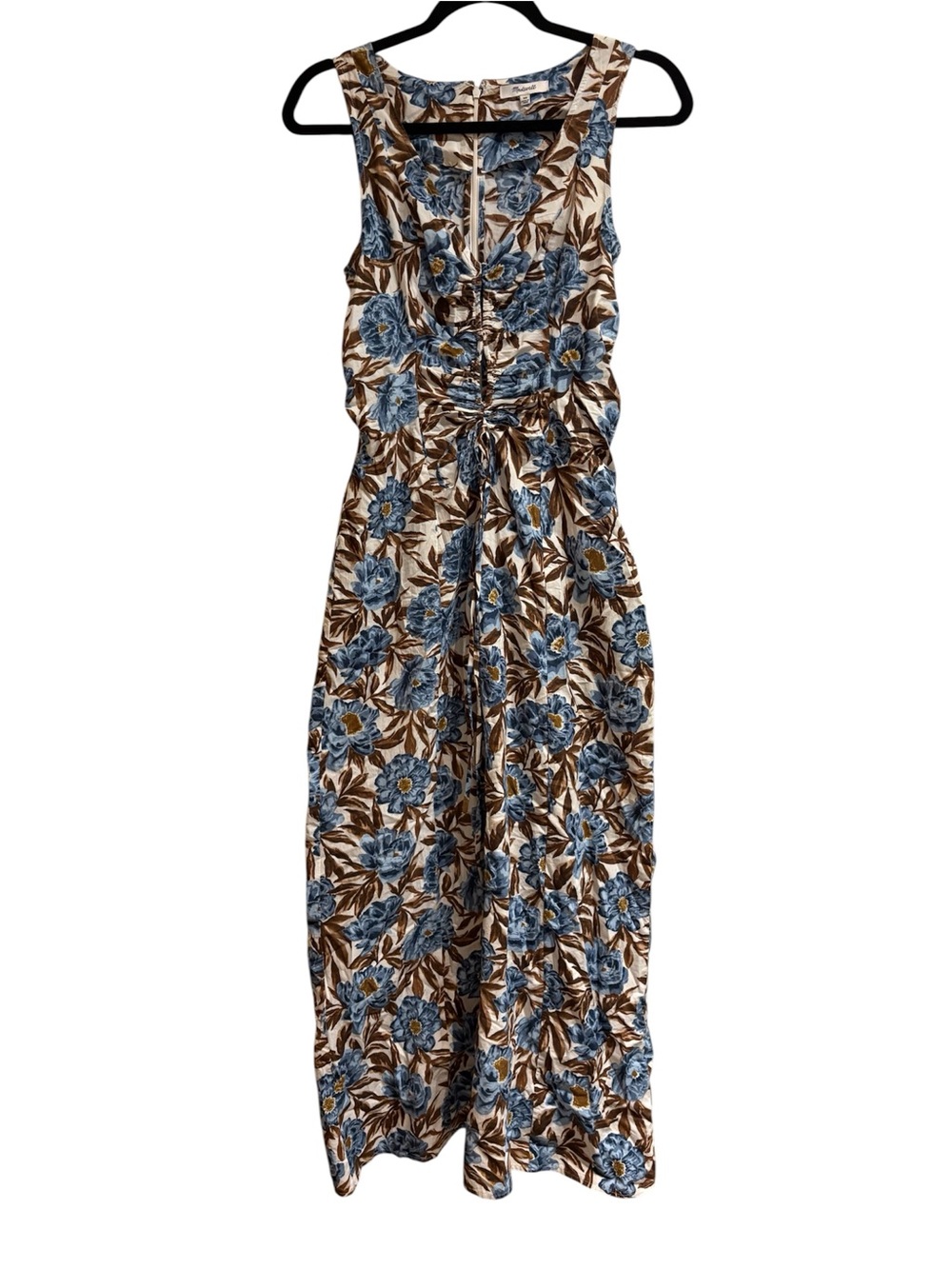 Madewell Tessa Cotton Poplin Sleeveless V-Neck Midi Dress Stonewash Blue 00 - Picture 5 of 10